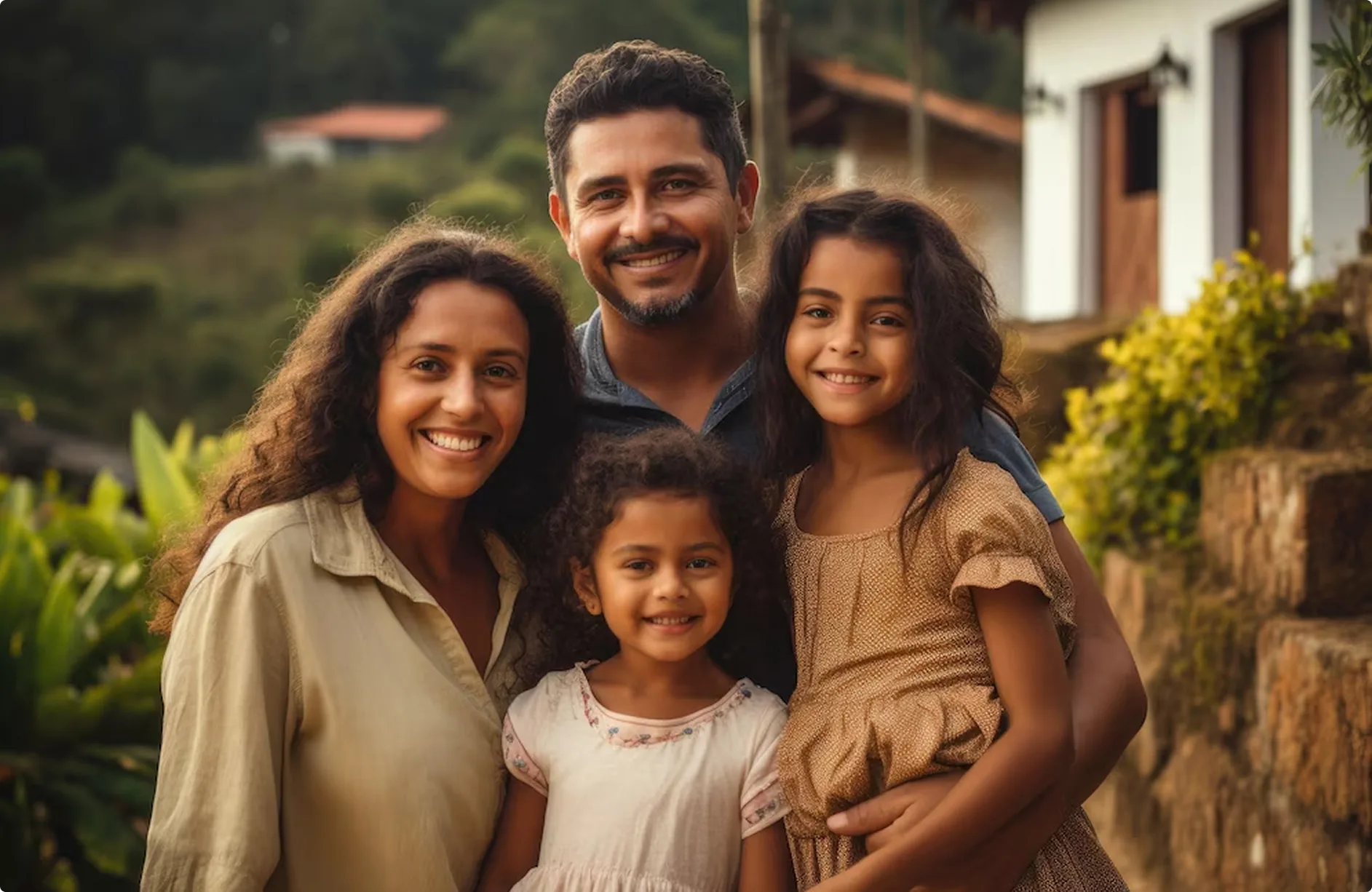 Família reunida em casa